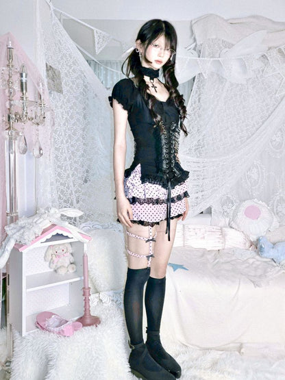 Tie-back tank top/short-sleeved shirt【s0000012692】