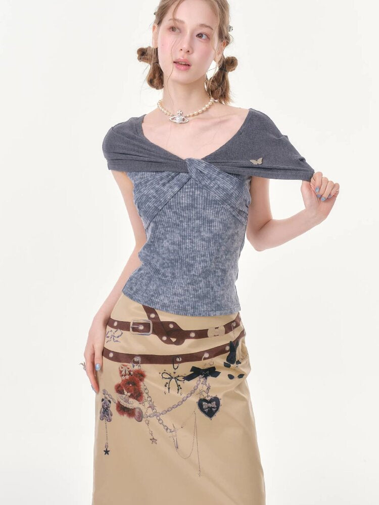 Flower Knot Butterfly Slim T-Shirt【s0000016606】