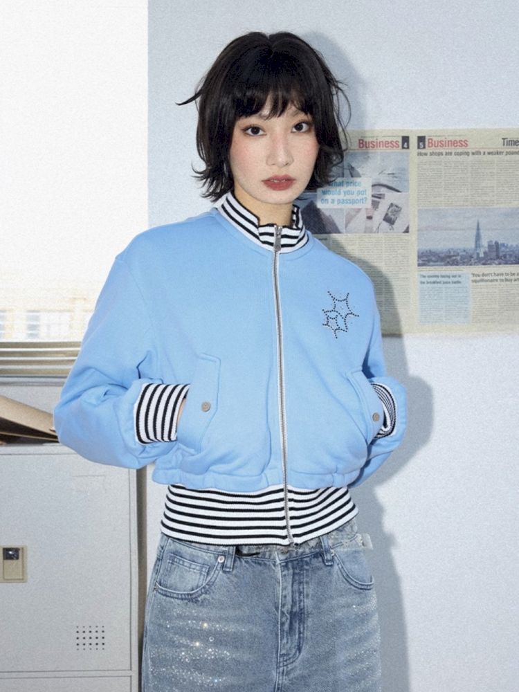 Starfish Hot Rhinestone Sweatshirt Jacket【s0000012278】