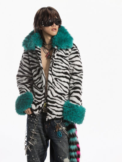Zebra Print Furtive Faux Coat【s0000019277】