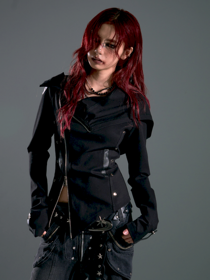 Asymmetric Slim-Fit Zipper Knit Cardigan【s0000013916】