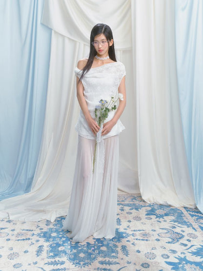 French lace pressed pleated dress【s0000012147】