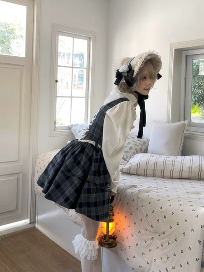 Waisted Fishbone Lace Bow Tie Dress【s0000011341】