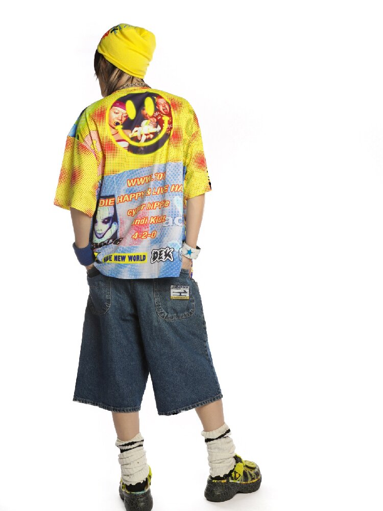 Rave Smiley Face Print T-shirt【s0000015889】