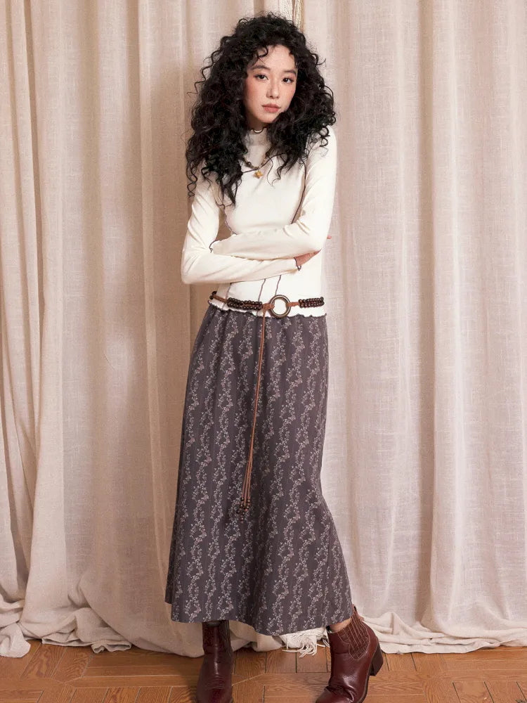 Retro-inspired versatile print maxi skirt【s0000013992】