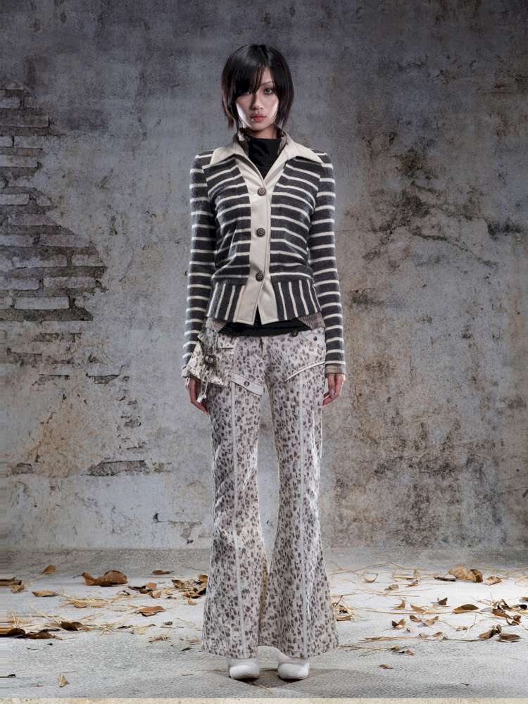 Straight-Leg Flared Low-Rise Pants【s0000014487】