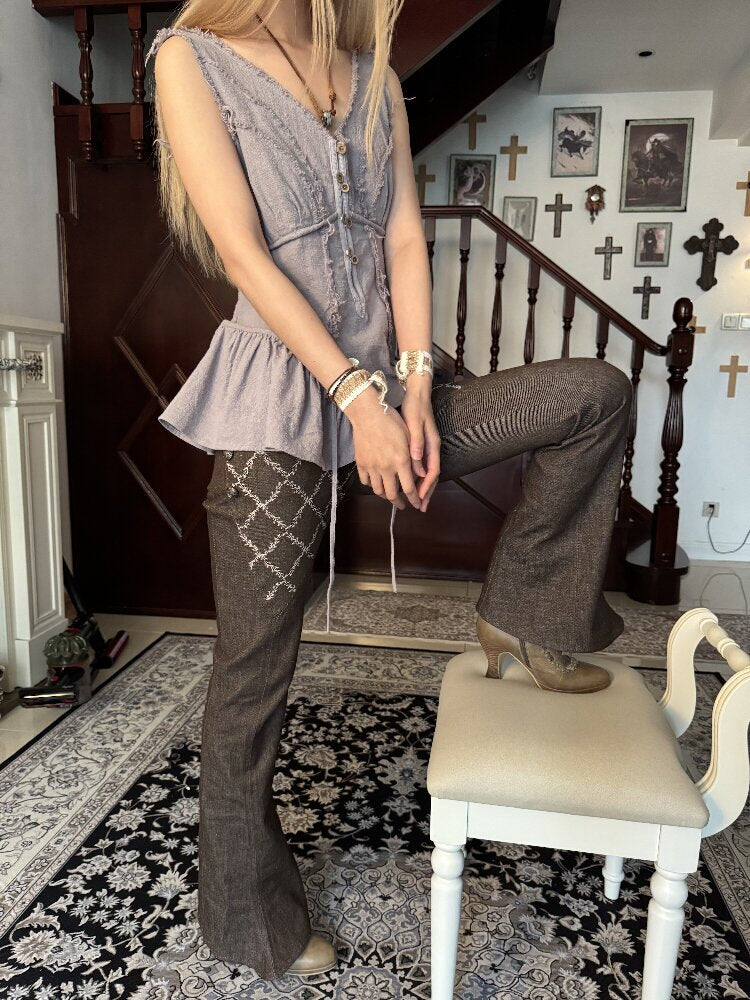 Forest Breasted Flared Denim Pants【s0000017980】