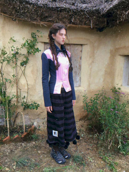 Pink Blue Plaid Multi-Button Shirt【s0000014897】