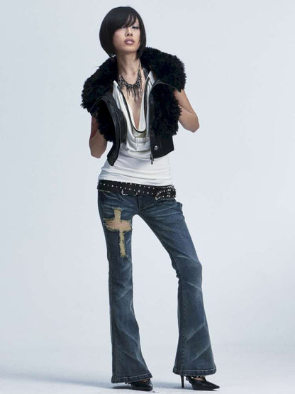 Slim Wash Distressed Bell Bottom【s0000014661】