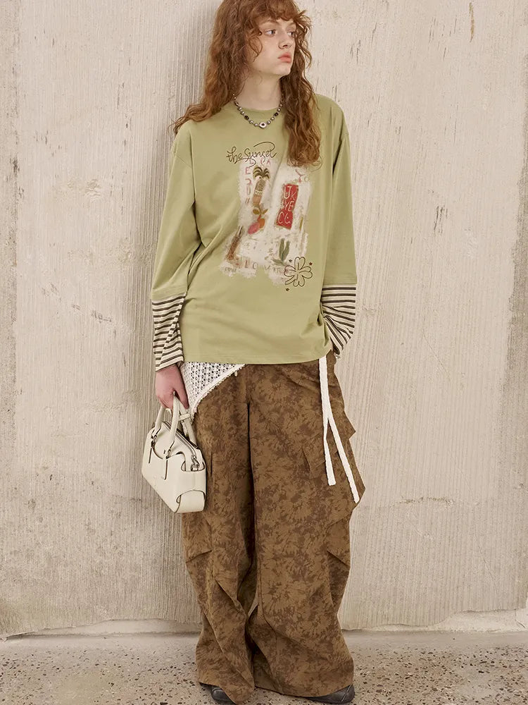 Patchwork Oversized Long-Sleeve T-Shirt【s0000014044】