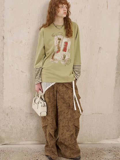 Patchwork Oversized Long-Sleeve T-Shirt【s0000014044】