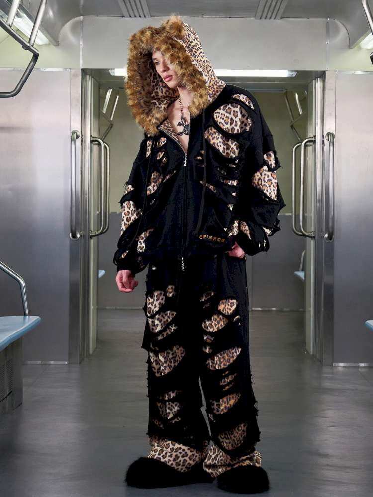 Leopard Print Ripped Double Jumper【s0000014647】