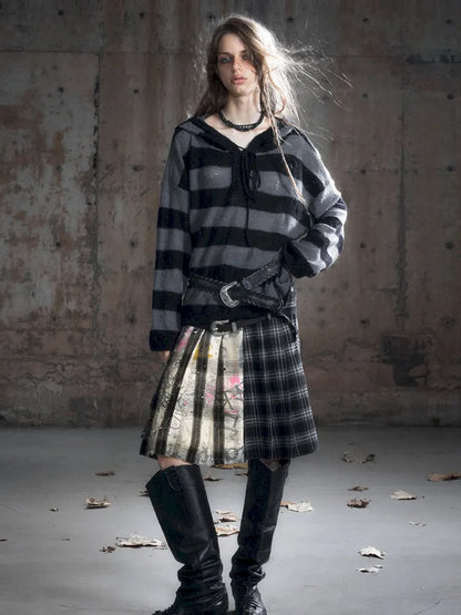 Checkered Belt Pleated Skirt【s0000013962】