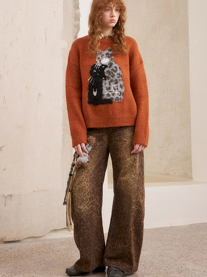 Embroidered Crewneck Pullover Sweater【s0000014082】