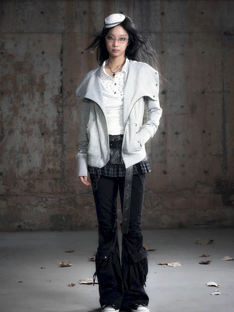 Oversized Collar Long-Sleeve Hoodie Jacket【s0000013967】