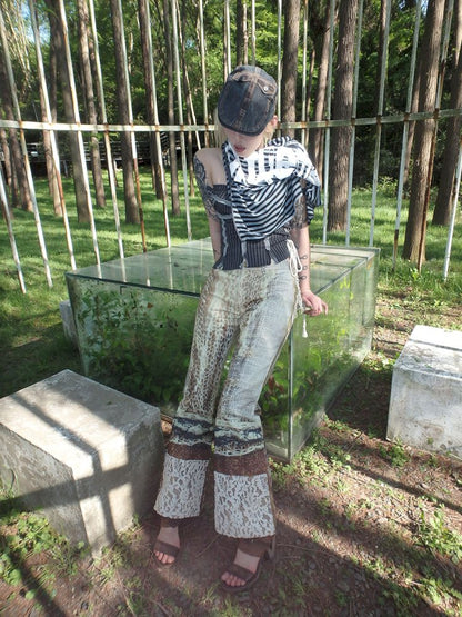 Spider Web Aged Splicing Micro Pants【s0000012469】