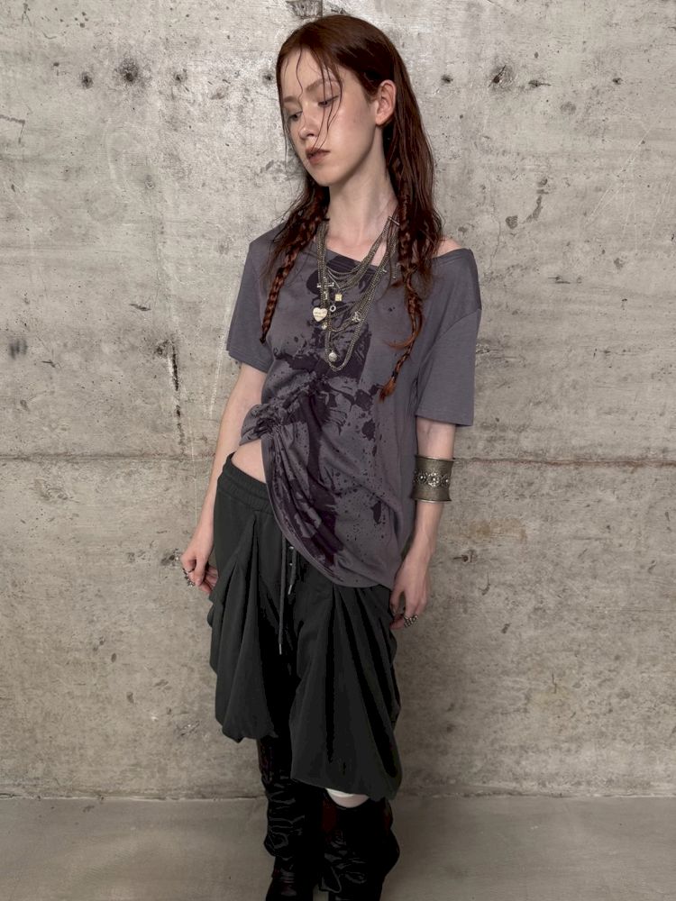 Drawstring Denim Girl Print T-Shirt【s0000012712】