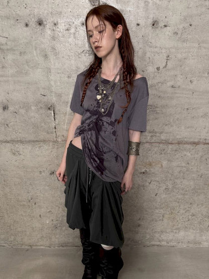 Drawstring Denim Girl Print T-Shirt【s0000012712】