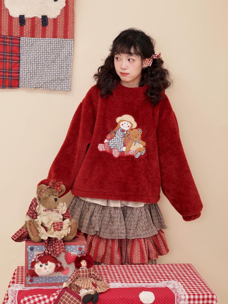 DOLL PATCH HOODED PLUSH JACKET [S0000010896]