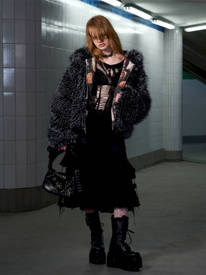 Cat Print Reversible Fleece Jacket【s0000014414】