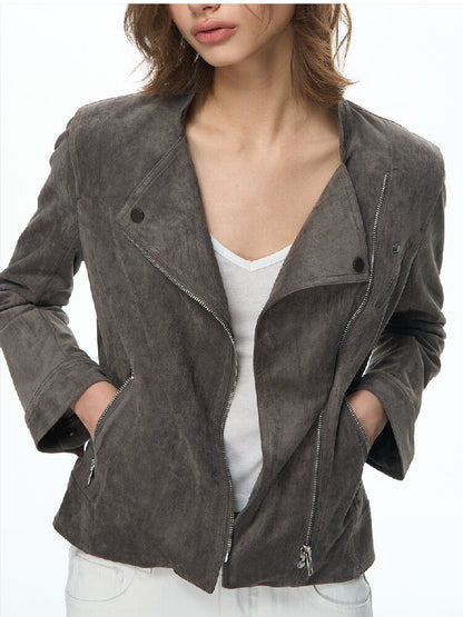 Vintage Suede Slim Cropped Jacket【s0000015859】