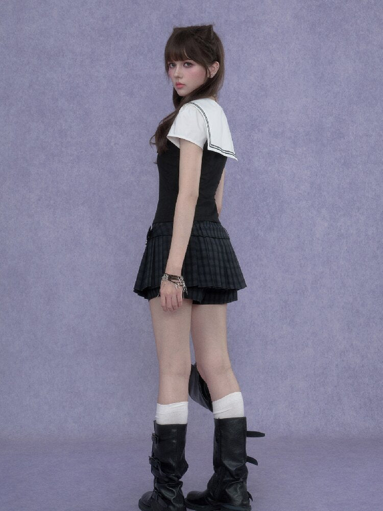 Sailor Collar Top Slimming Versatile【s0000017277】
