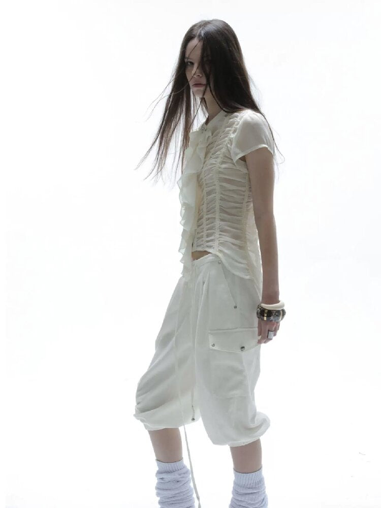 Handmade Ruffled Chiffon Shirt【s0000016565】