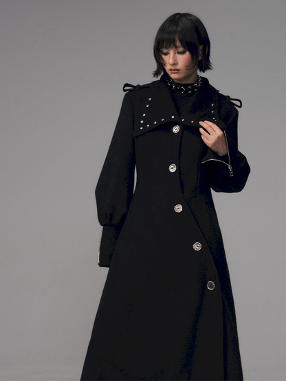 Dark A-Line Temperament Wool Coat【s0000014707】