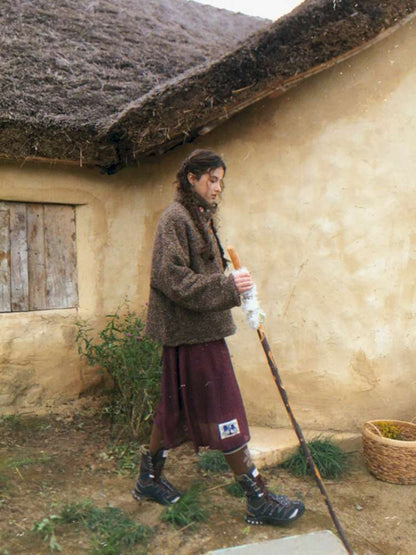 Brown Woolen Loose Button Coat【s0000014896】