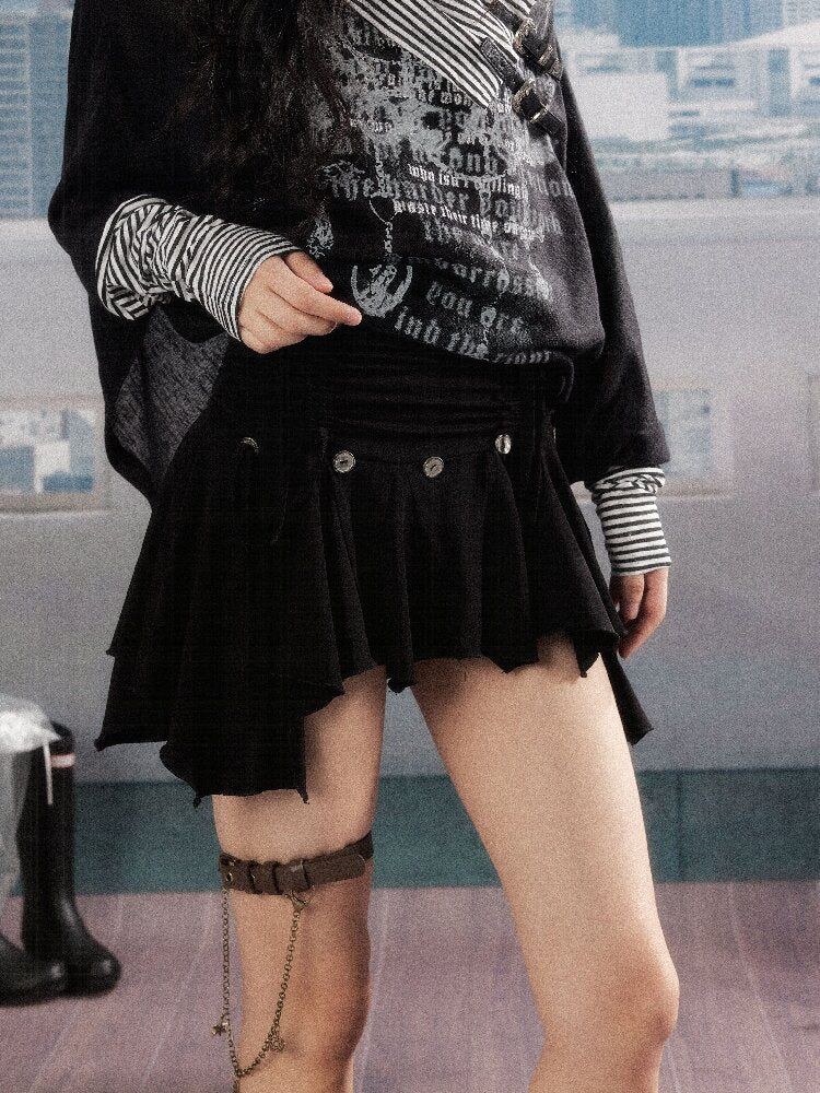Pleated Irregular A-Line Skirt【s0000016271】