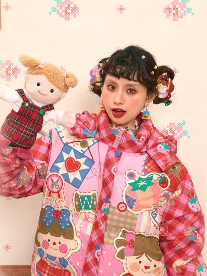 Red Pink White Duck Down Jacket【s0000015567】