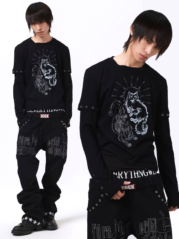 Fake Two Piece Printed Long Sleeve【s0000018198】