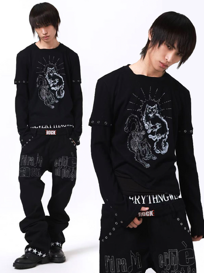 Fake Two Piece Printed Long Sleeve【s0000018198】
