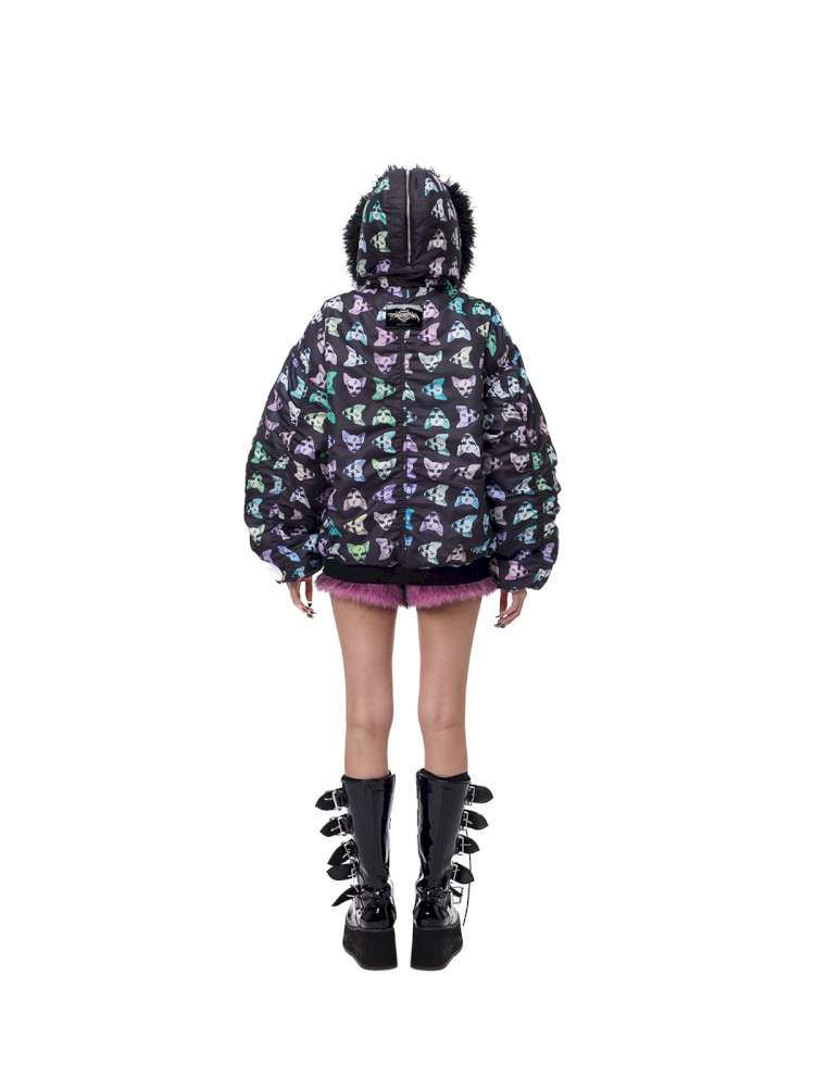 Black Metal Fur Collar Cotton Suit【s0000015129】