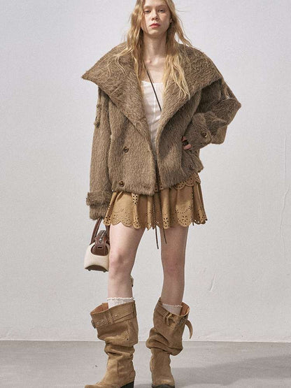 Furry Double Breasted Fur Jacket【s0000015228】