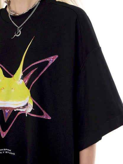 Rock Frog Print Loose Fit T-Shirt【s0000012978】