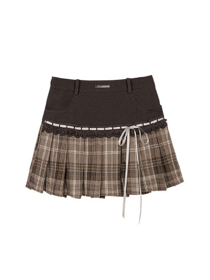 Grid Ribbon PLEATED SKIRT [S0000010114]