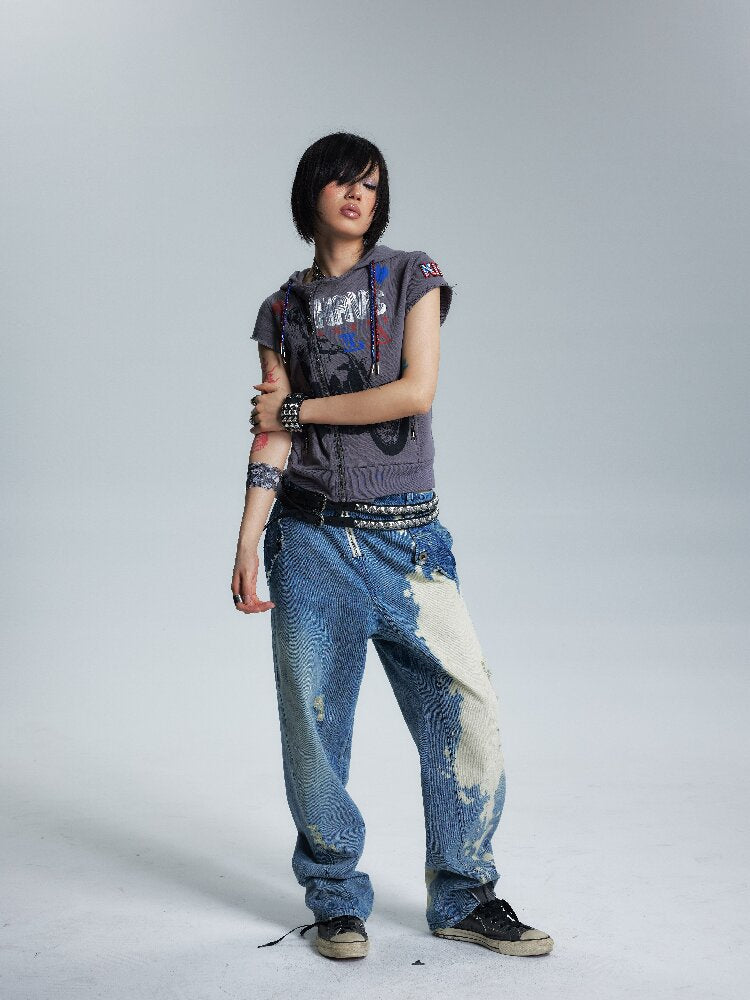 Low Rise Distressed Denim Trousers【s0000017002】