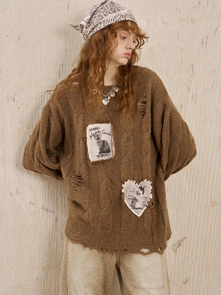 Long Sleeve Oversized Cable-Knit Pullover Sweater【s0000014051】