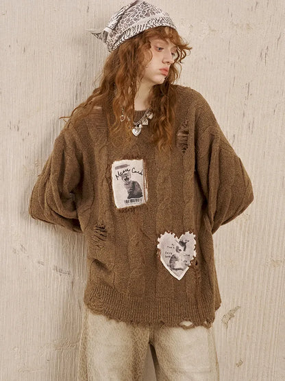 Long Sleeve Oversized Cable-Knit Pullover Sweater【s0000014051】