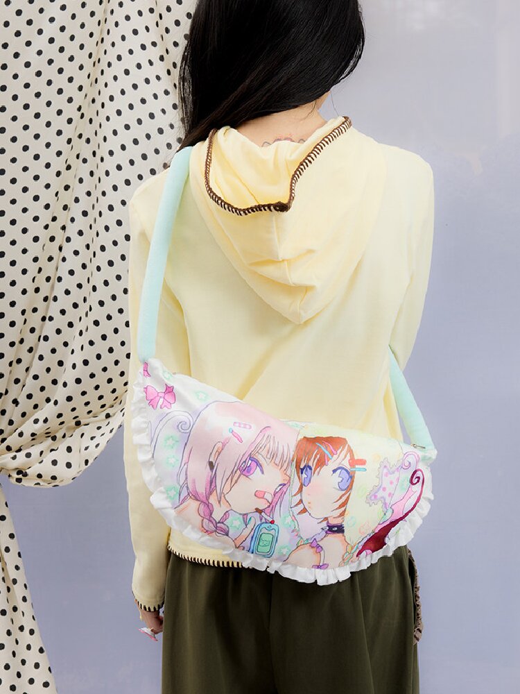 Frog Co-Print Splicing Pillow Bag【s0000015854】