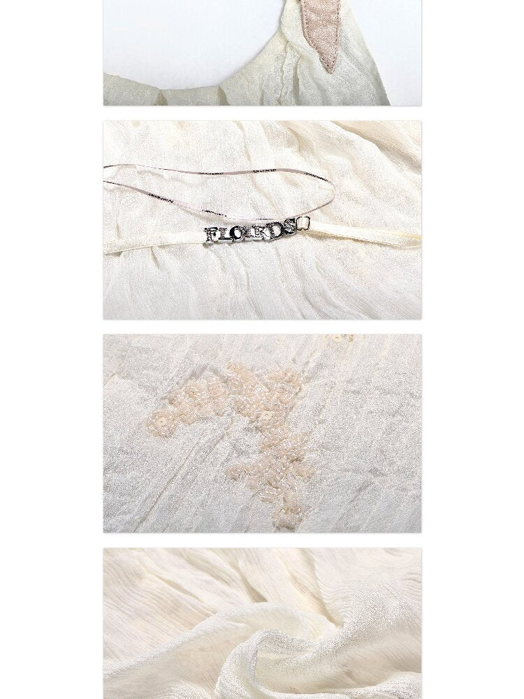 Chiffon Lace Embroidered Halter Top【s0000017659】