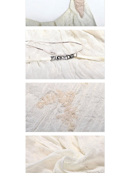 Chiffon Lace Embroidered Halter Top【s0000017659】
