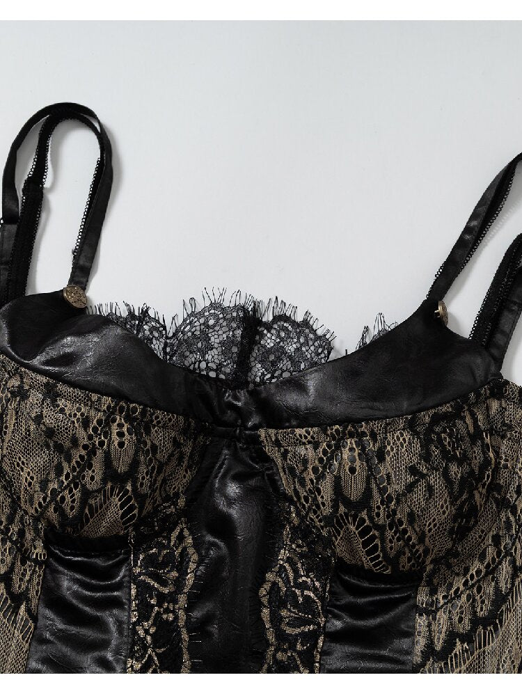 Lace Satin Fake Two Corset【s0000015936】