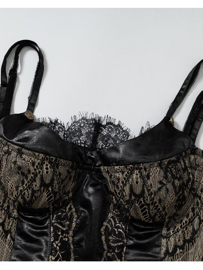 Lace Satin Fake Two Corset【s0000015936】