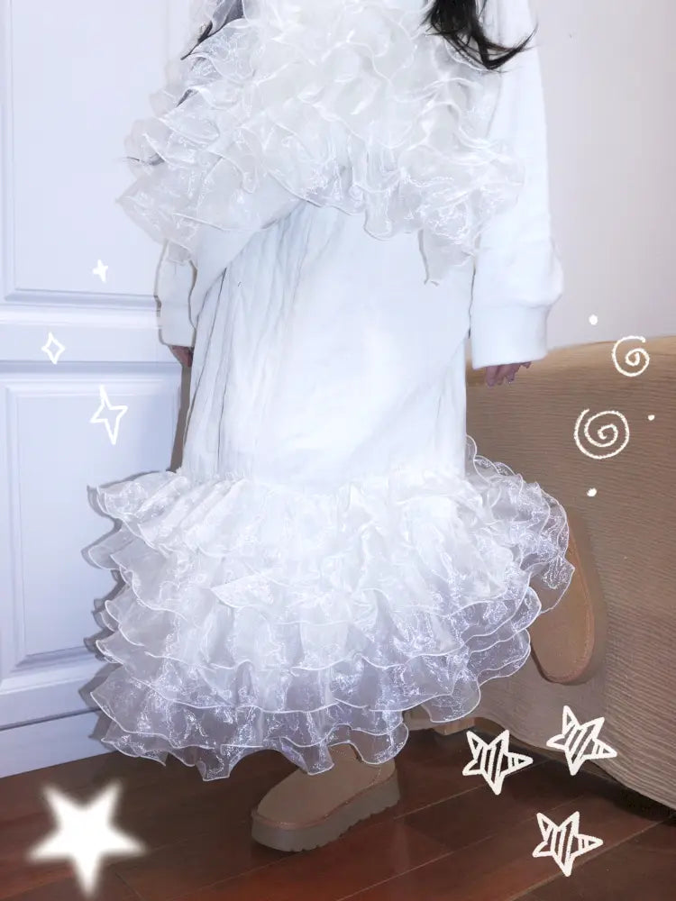 Apricot-Colored Design-Inspired Lace Skirt【s0000014344】