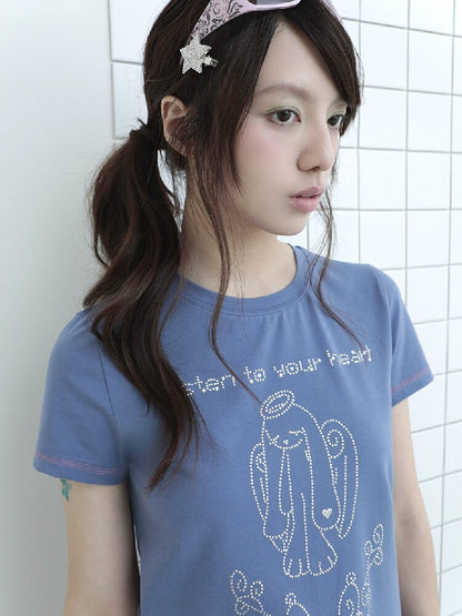 Millennium Navy Angel Rabbit T-shirt【s0000017474】