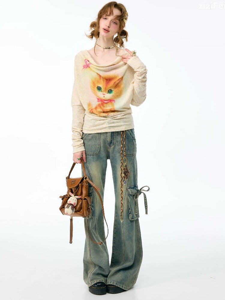 Swaying Collar Cat Knit Sweater【s0000017882】