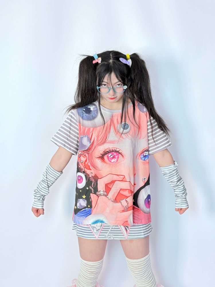 Y2k secondary subculture loose cotton T-shirt【s0000013285】