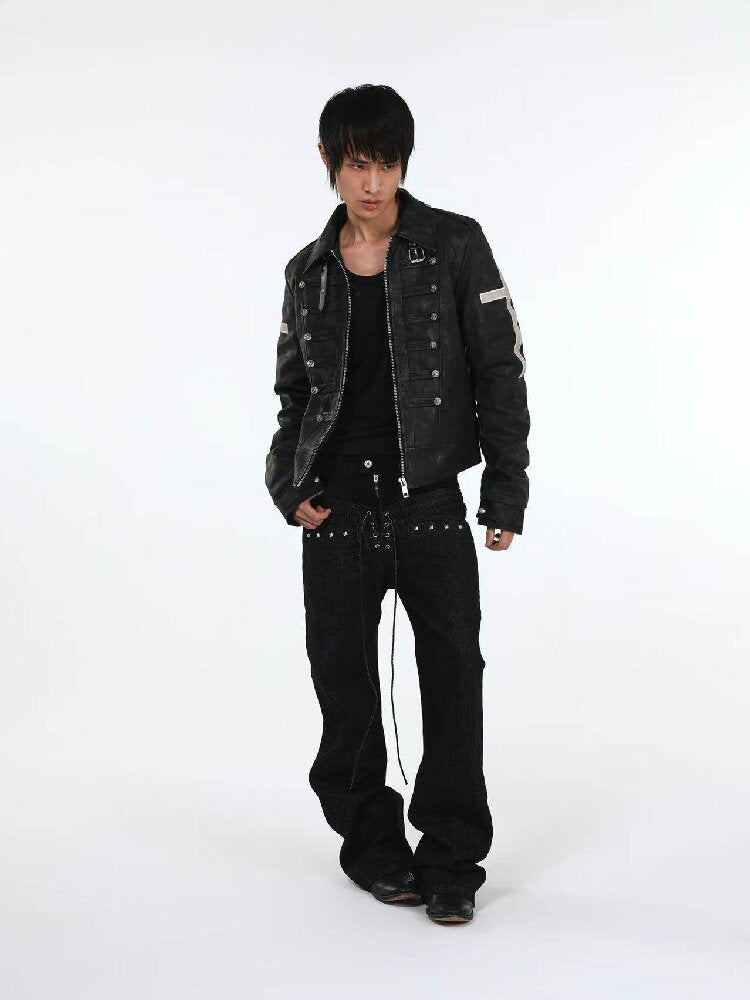 Stacked Raw Denim Zipper Jeans【s0000018188】